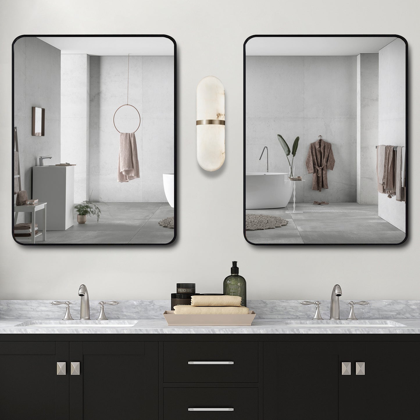 18*48 Framed Bathroom Mirror, Rectangular Mirror With Horizontal Or Vertical Wall Mounted Design