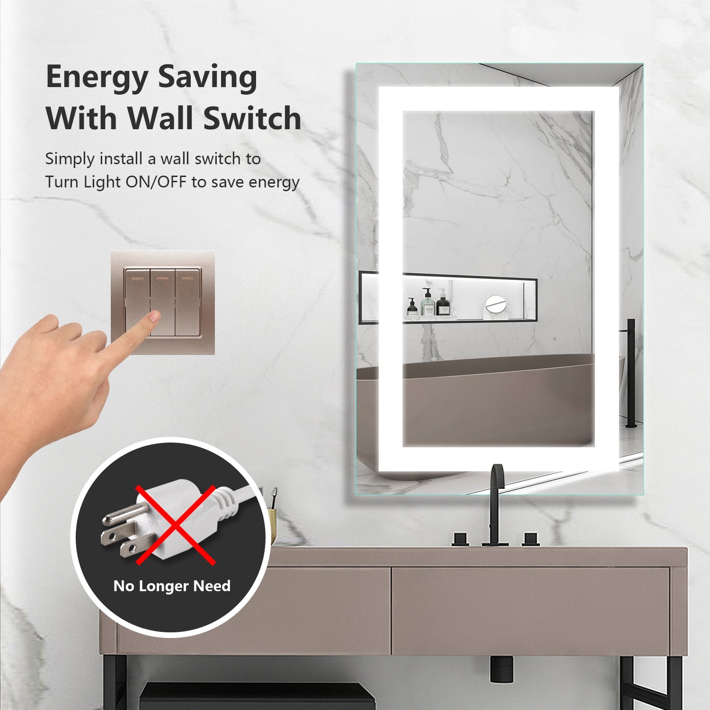 HILTON-24"X36"O-Square Wall Mounted Backlit LED Mirror