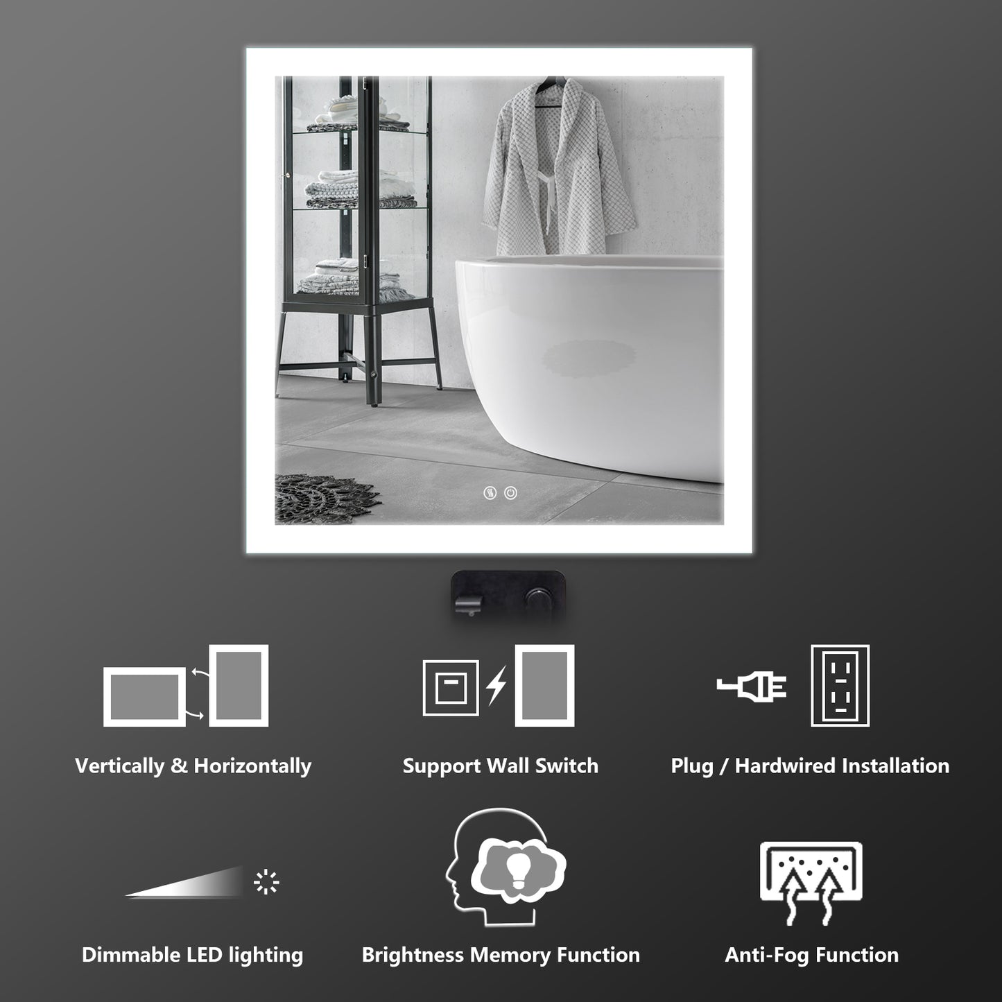 Envy36"X36"D-Square Wall Mounted Backlit LED Mirror