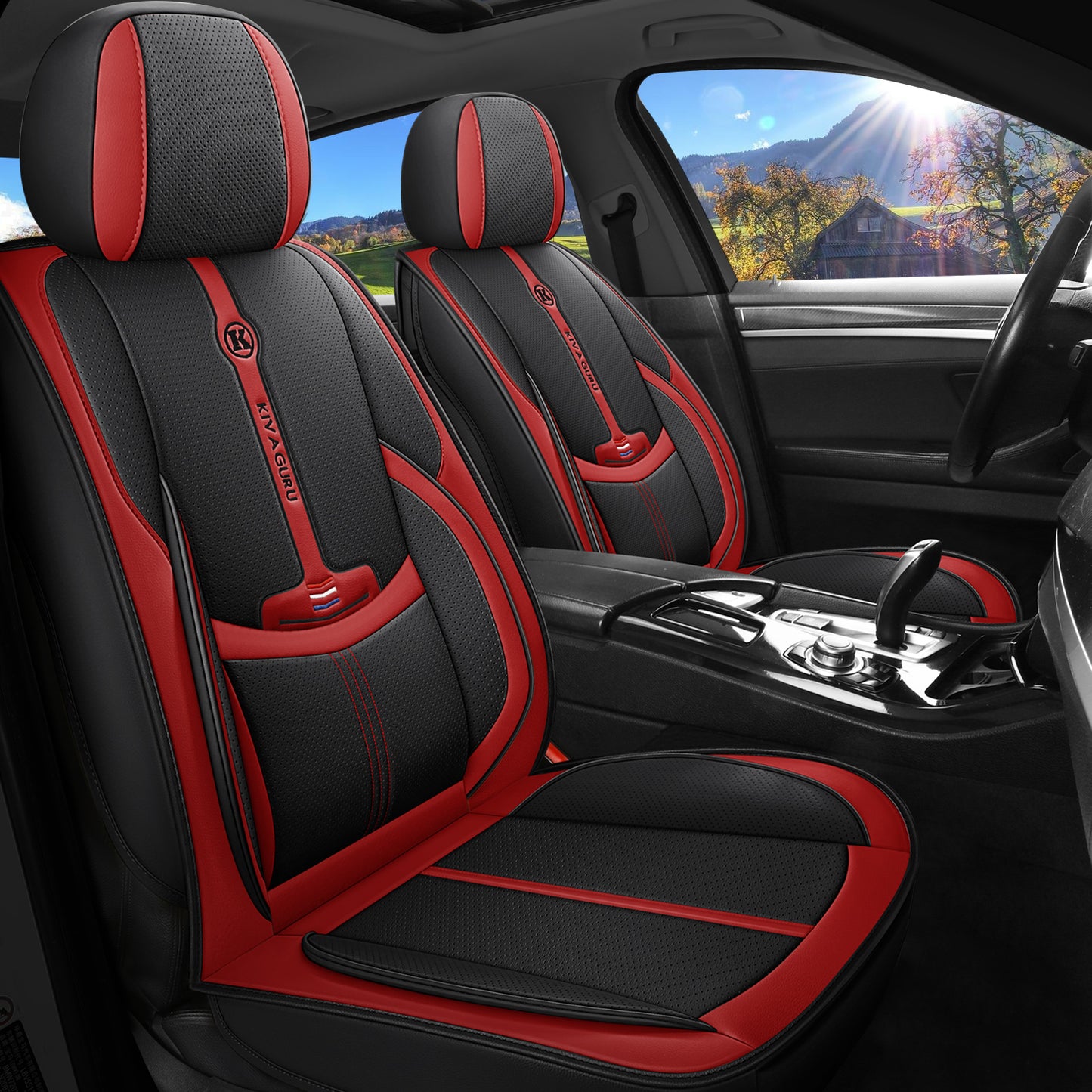 Kivaguru Universal Leather Car Seat Covers with Non-Slip Backrest Protection
