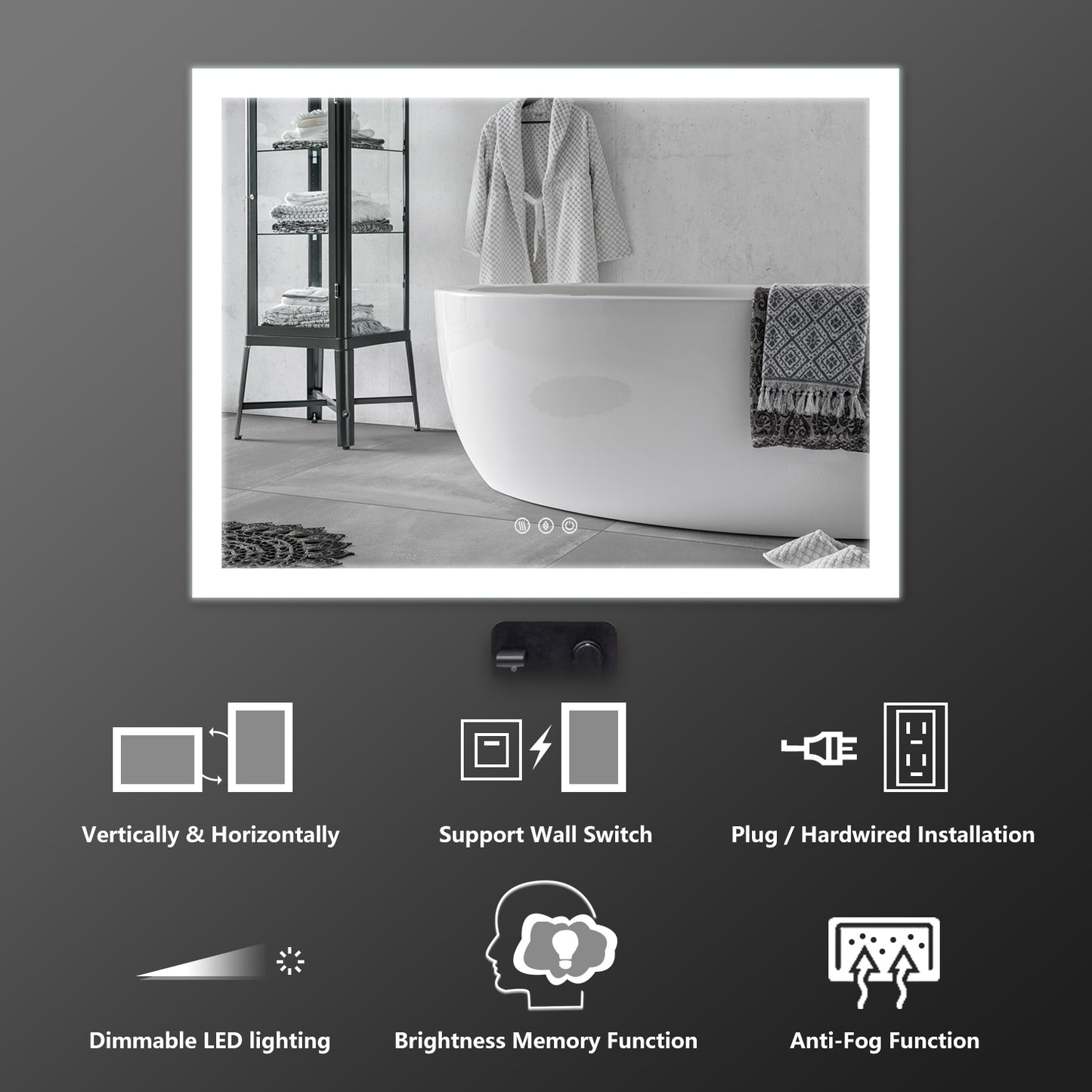 Envy36"X48" T-LED Lighted Bathroom Makeup Mirror