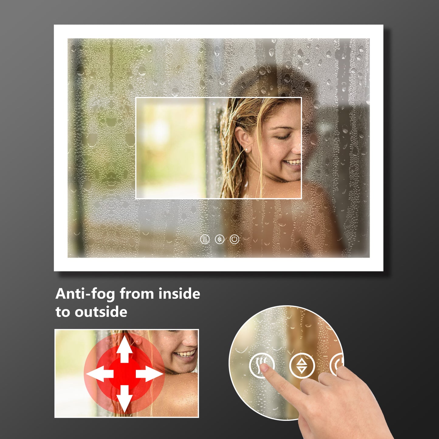 Envy36"X36"T-LED Lighted Bathroom Makeup Mirror