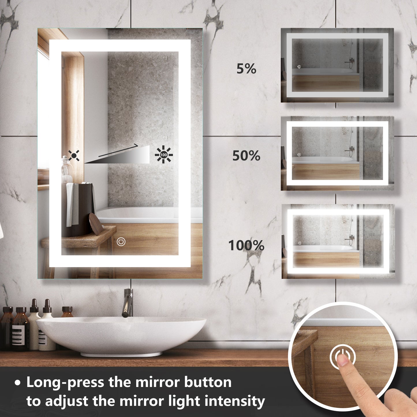 HILTON36"X36"O-Square Wall Mounted Backlit LED Mirror