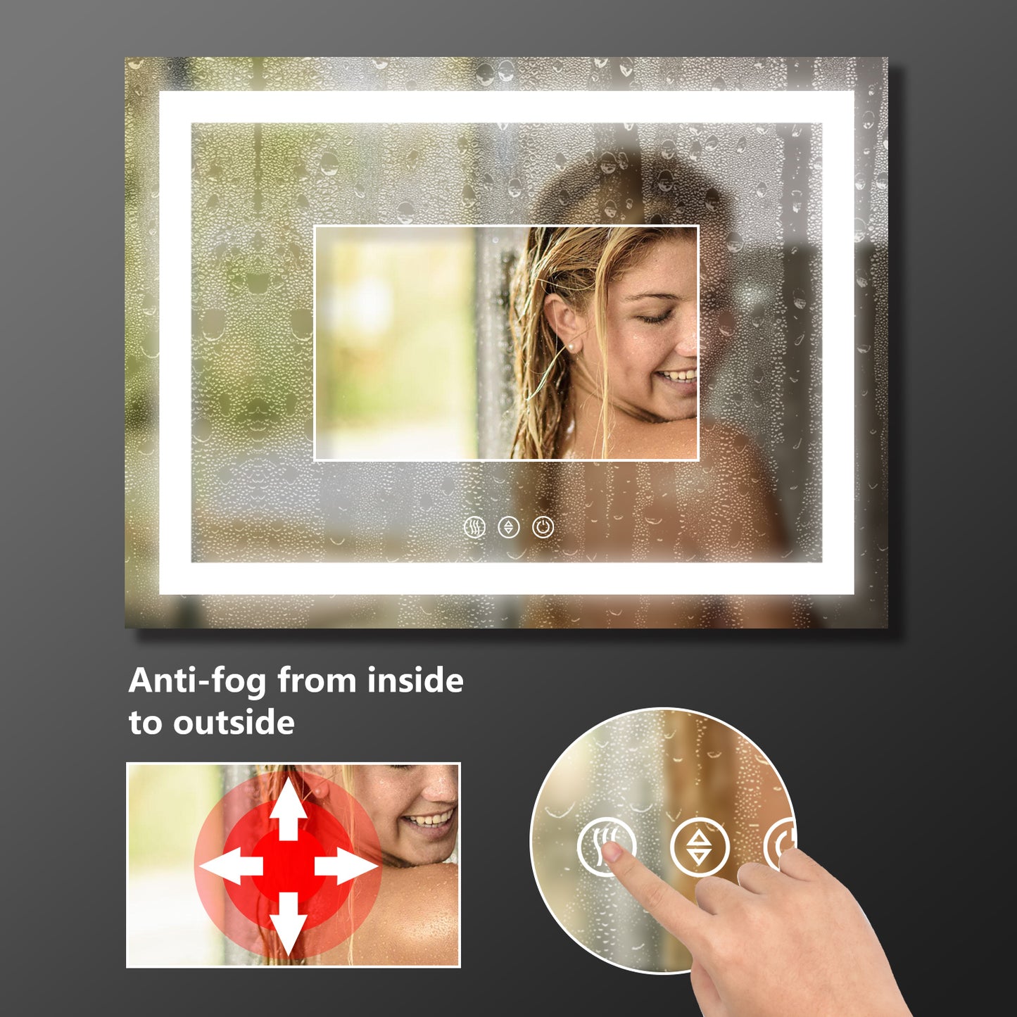 HILTON-24"X36"T-LED Lighted Bathroom Makeup Mirror