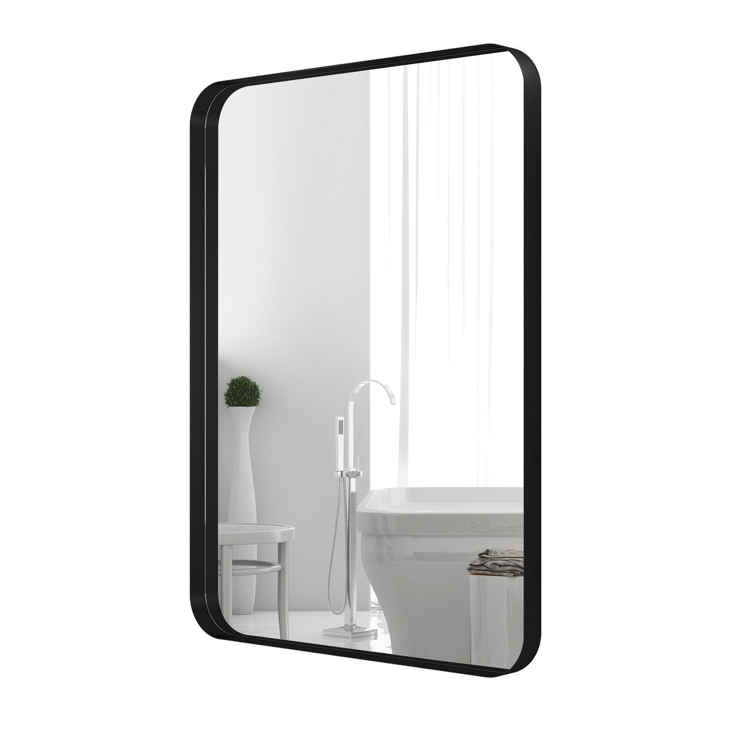 Framed Bathroom Mirror, Rectangular Mirror With Horizontal Or Vertical Wall Mounted Design