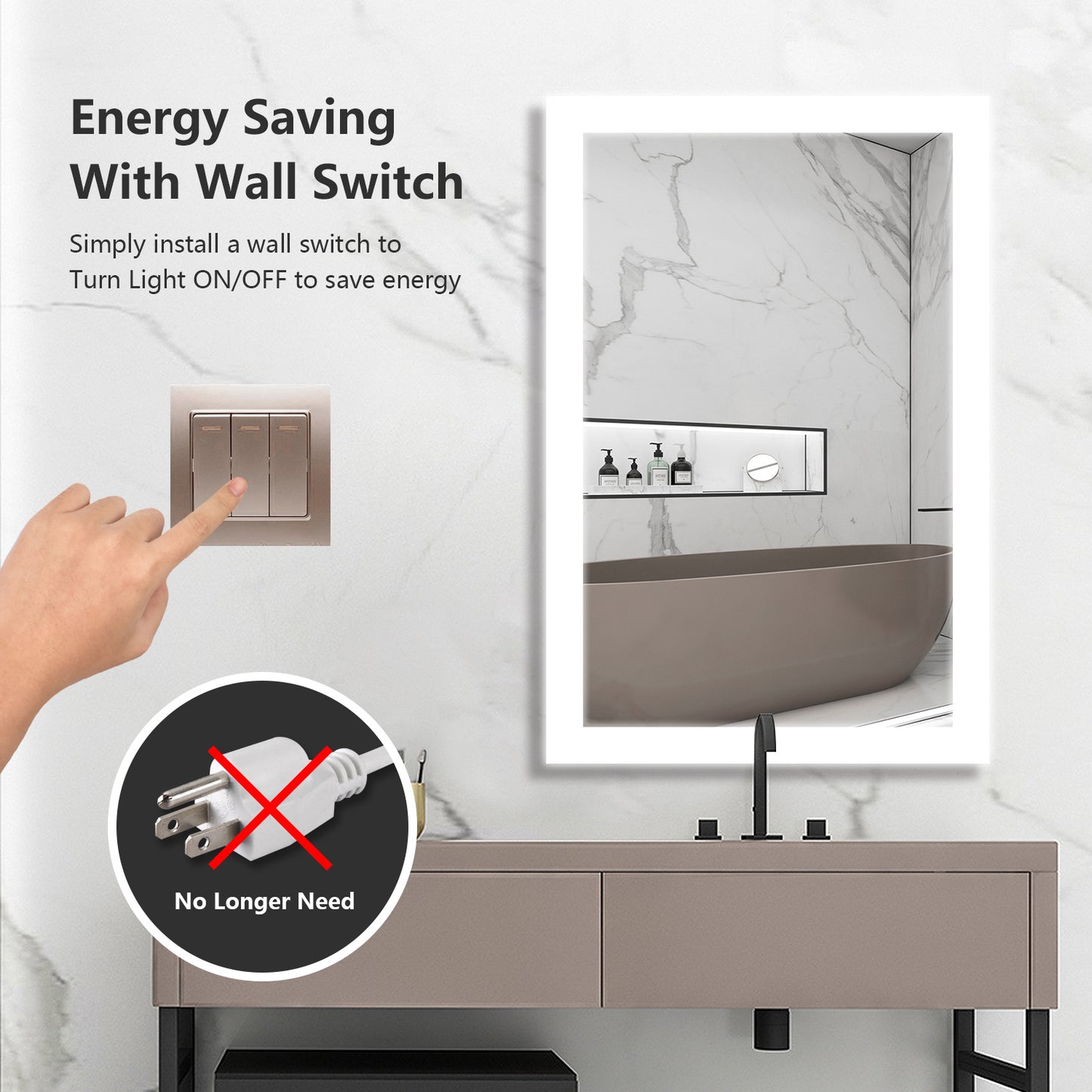 Envy36"X48" T-LED Lighted Bathroom Makeup Mirror