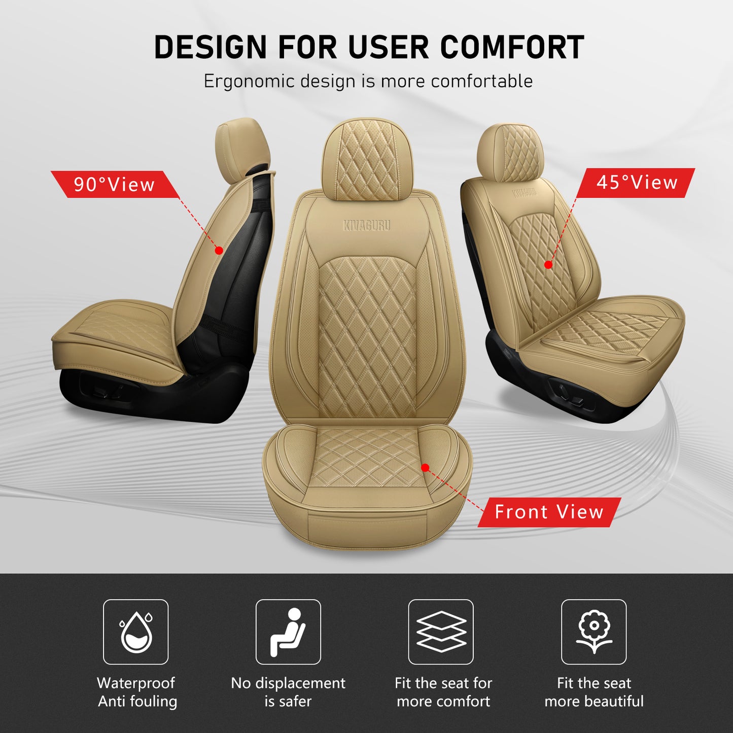 Kivaguru Car Seat Covers - Universal Non-Slip Cushion Protectors