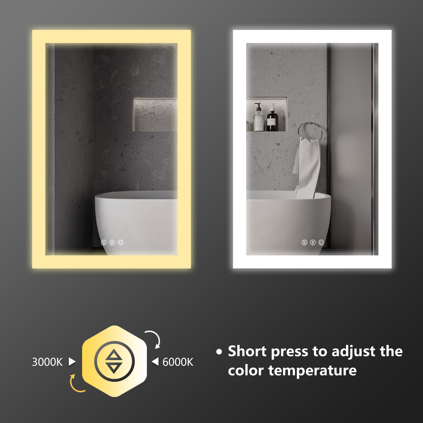 Envy36"X36"T-LED Lighted Bathroom Makeup Mirror