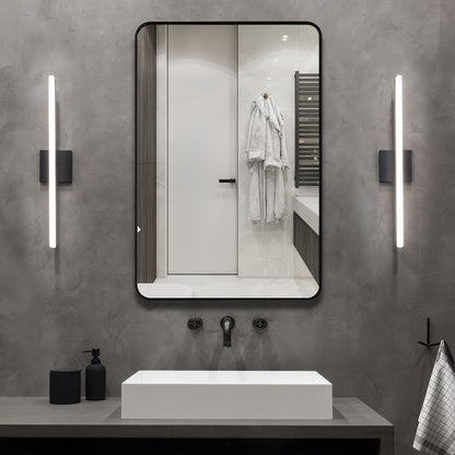 Framed Bathroom Mirror, Rectangular Mirror With Horizontal Or Vertical Wall Mounted Design