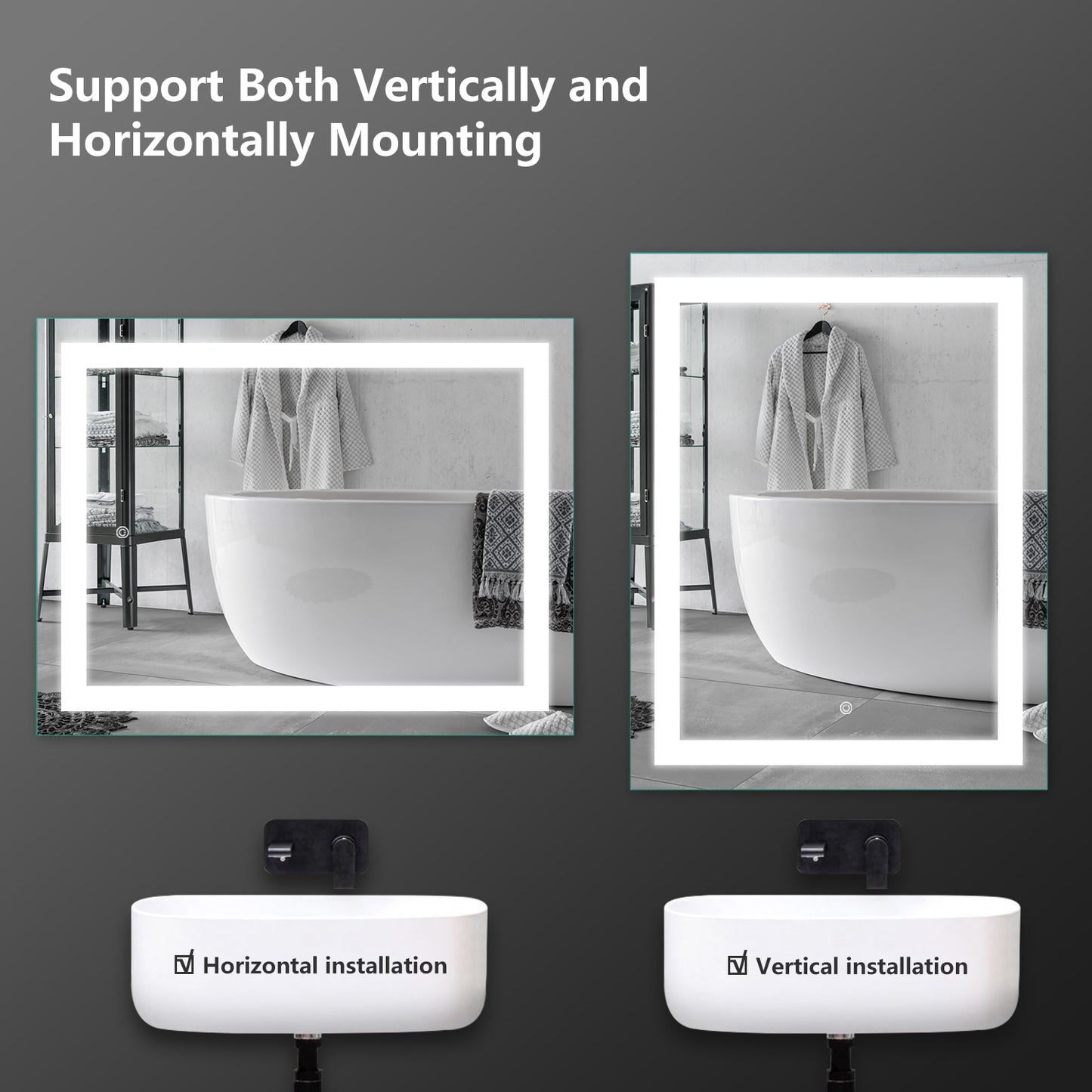 HILTON28"X36"O-Square Wall Mounted Backlit LED Mirror