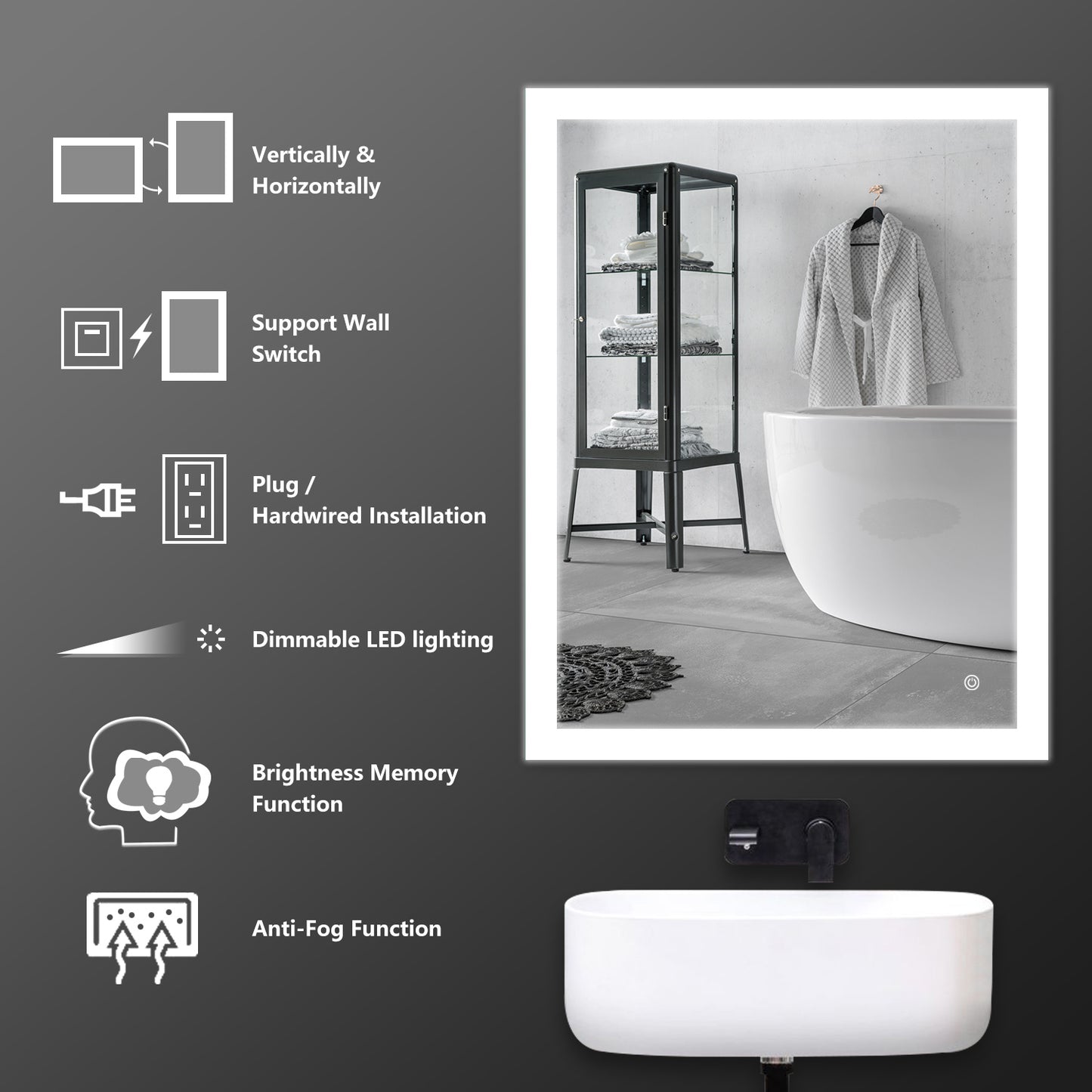 Envy28"X36"O-Square Wall Mounted Backlit LED Mirror