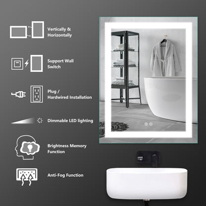 HILTON28"X36"D-Square Wall Mounted Backlit LED Mirror