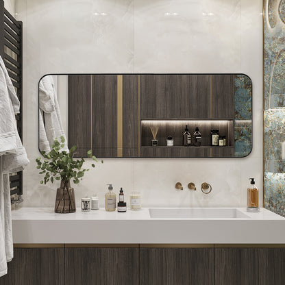 18*48 Framed Bathroom Mirror, Rectangular Mirror With Horizontal Or Vertical Wall Mounted Design