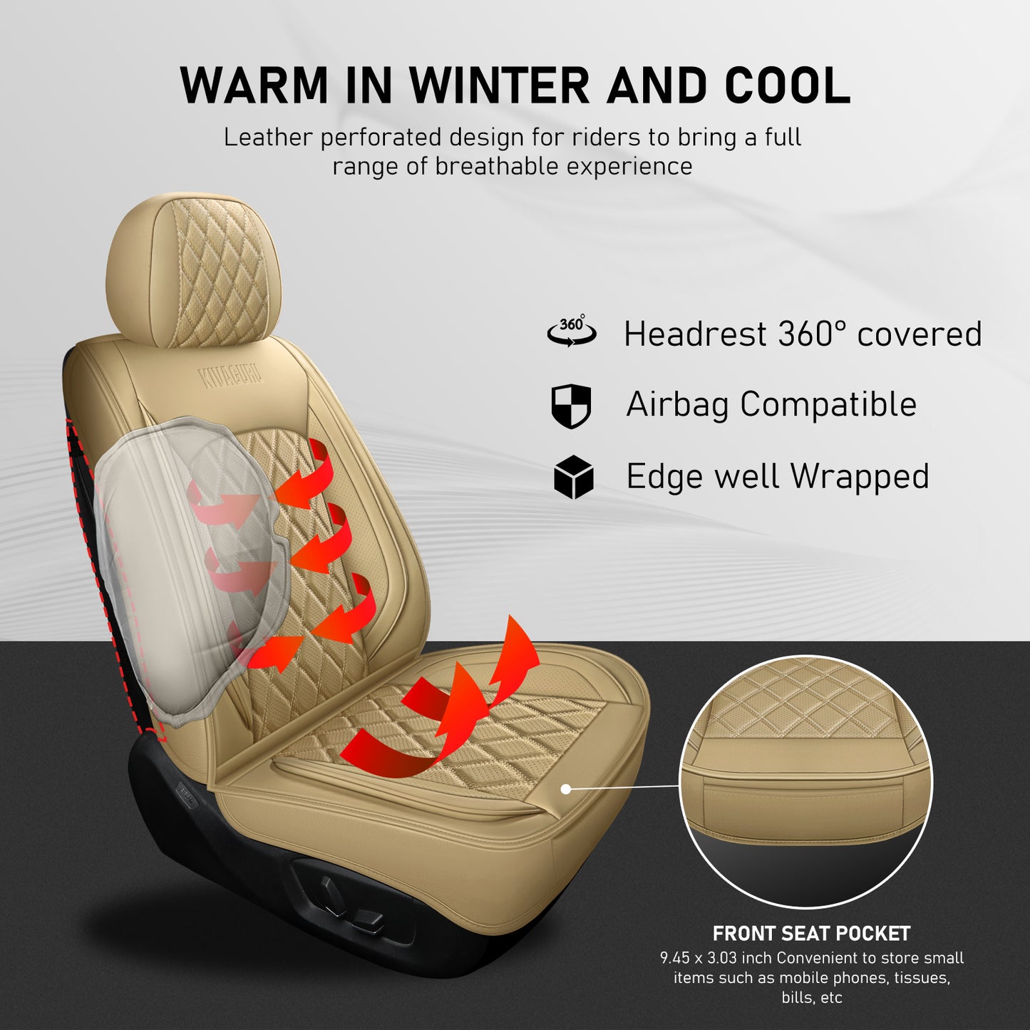 Kivaguru Car Seat Covers - Universal Non-Slip Cushion Protectors