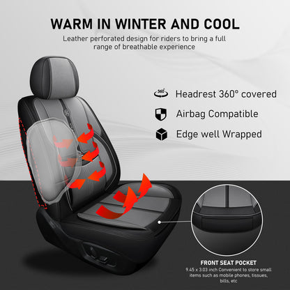 Kivaguru Universal Leather Car Seat Covers with Non-Slip Backrest Protection