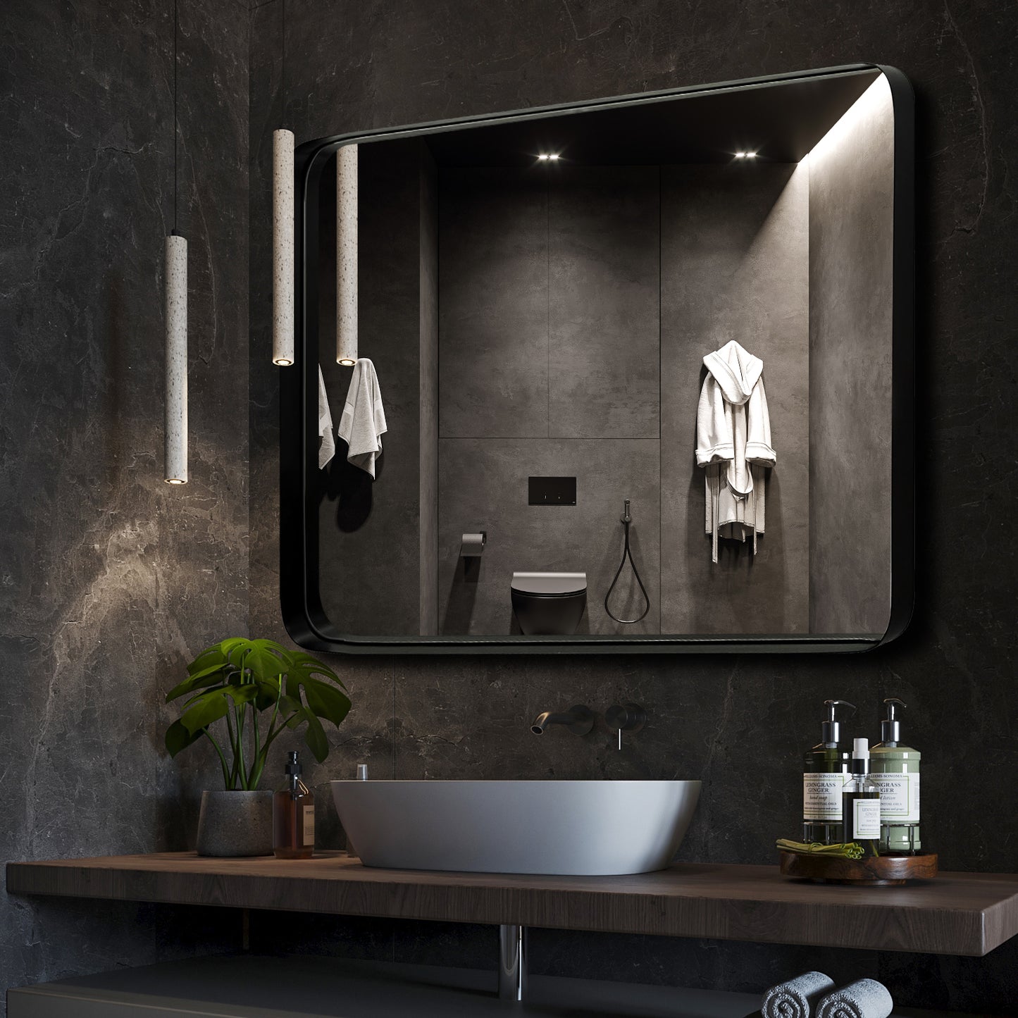 30*40 inch Framed Bathroom Mirror, Rectangular Mirror With Horizontal Or Vertical Wall Mounted Design
