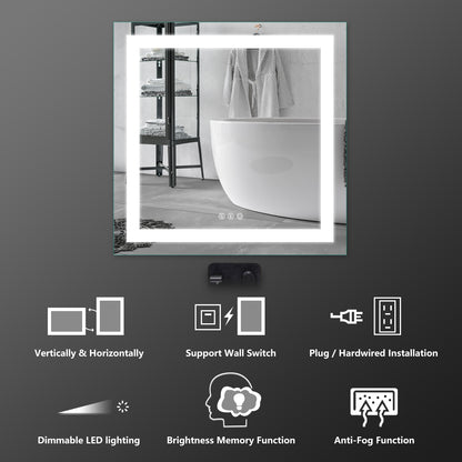 HILTON36"X36"T-LED Lighted Bathroom Makeup Mirror