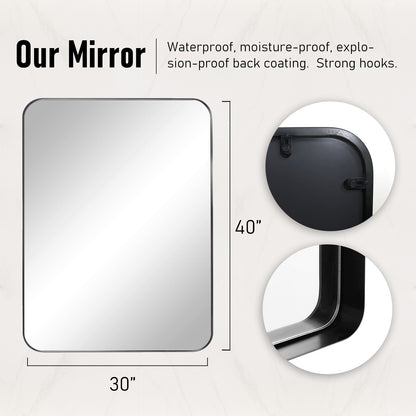 30*40 inch Framed Bathroom Mirror, Rectangular Mirror With Horizontal Or Vertical Wall Mounted Design