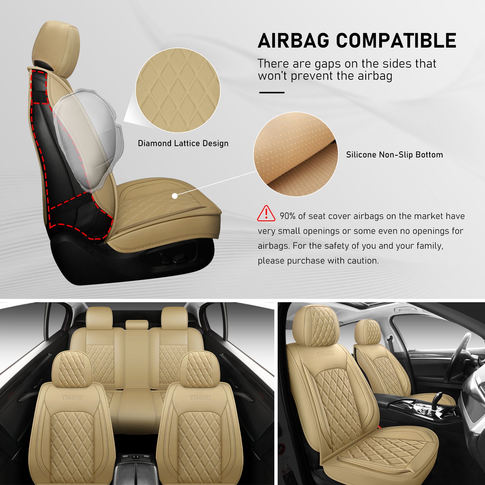 Kivaguru Car Seat Covers Universal Non Slip Cushion Protectors