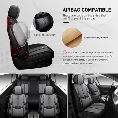Kivaguru Universal Leather Car Seat Covers with Non-Slip Backrest Protection