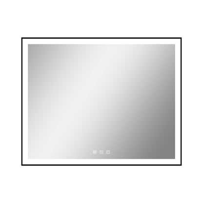 Kiva-Rhyme Black Framed LED Vanity Wall Mounted Mirror, 40x32", 3 Buttons