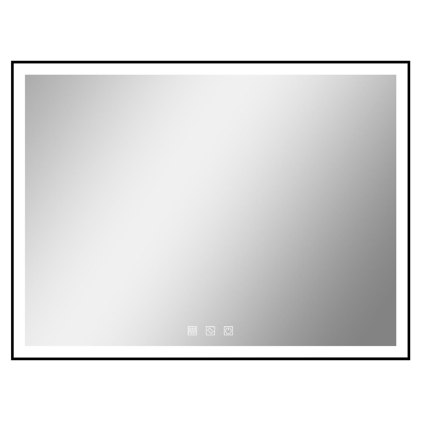 Kiva-Rhyme Black Framed LED Vanity Wall Mounted Mirror, 48x36", 3 Buttons