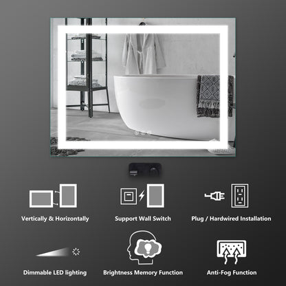HILTON36"X48"T-LED Lighted Bathroom Makeup Mirror