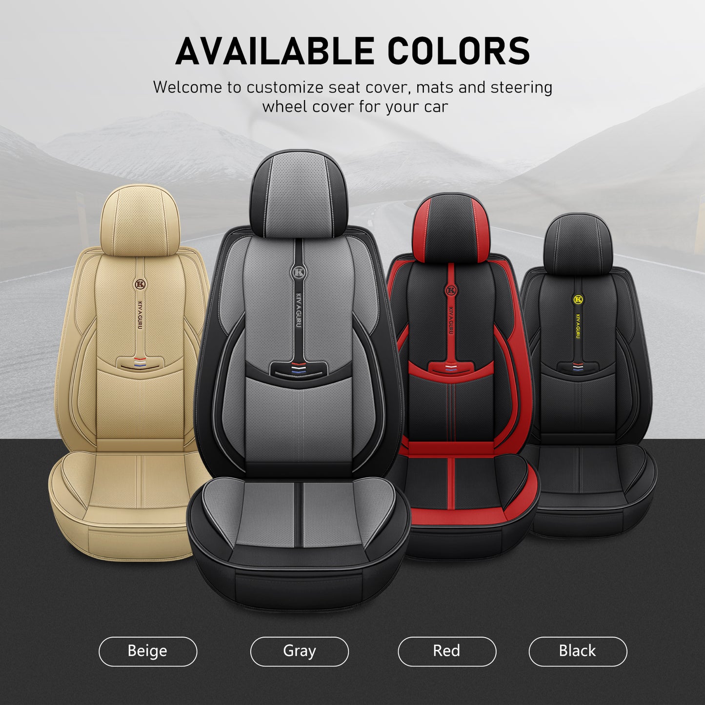 Kivaguru Universal Leather Car Seat Covers with Non-Slip Backrest Protection