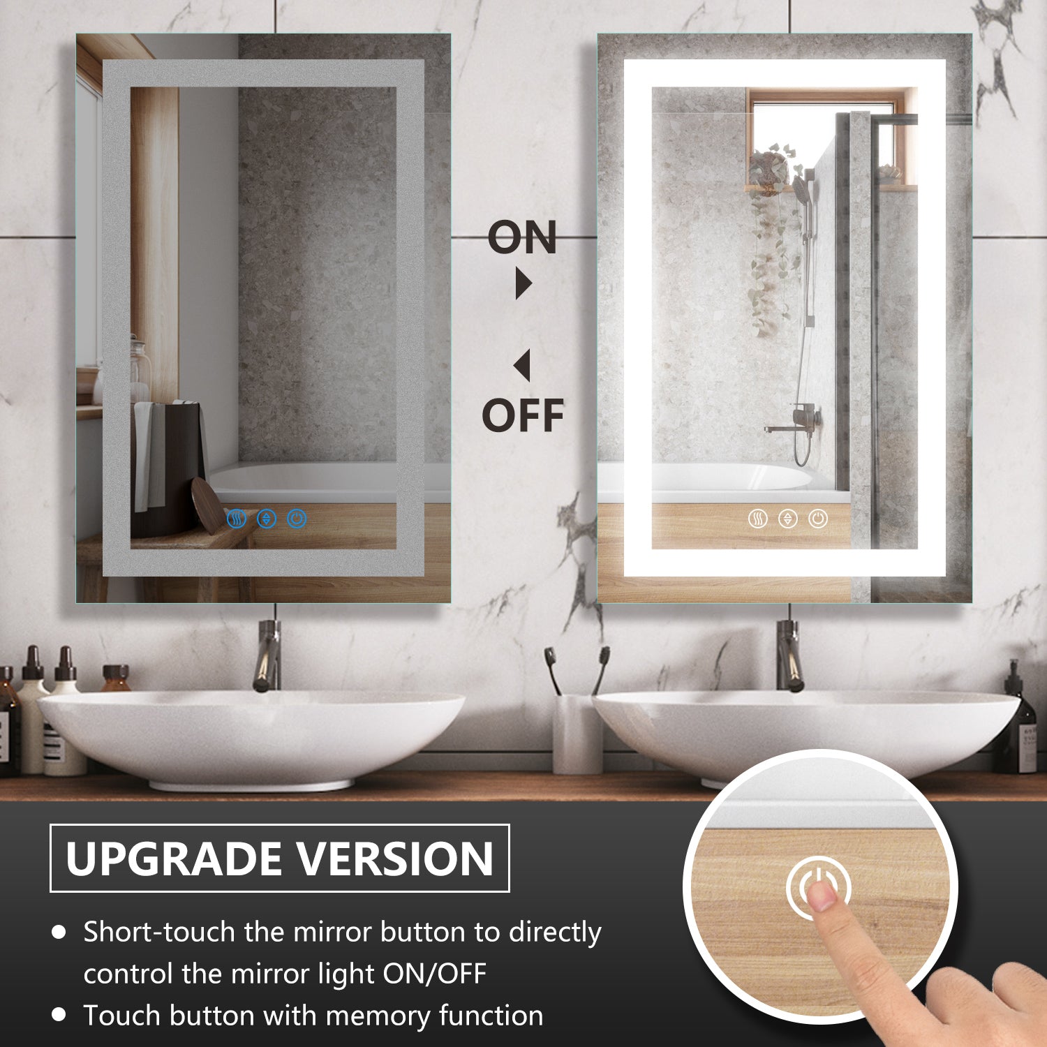 HILTON 24 X36 T LED Lighted Bathroom Makeup Mirror