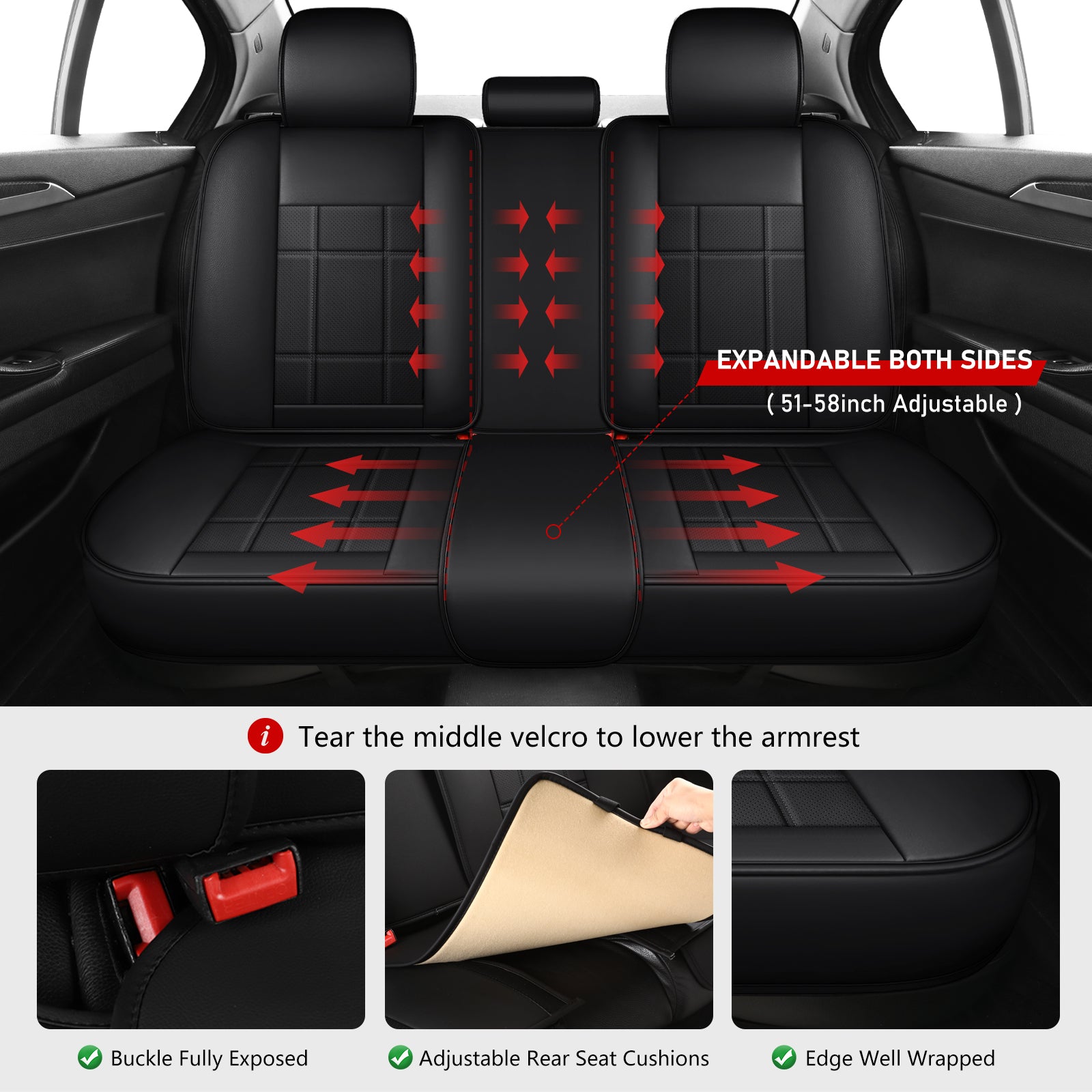 Kivaguru Leatherette Car Seat Covers, Non-Slip and Waterproof