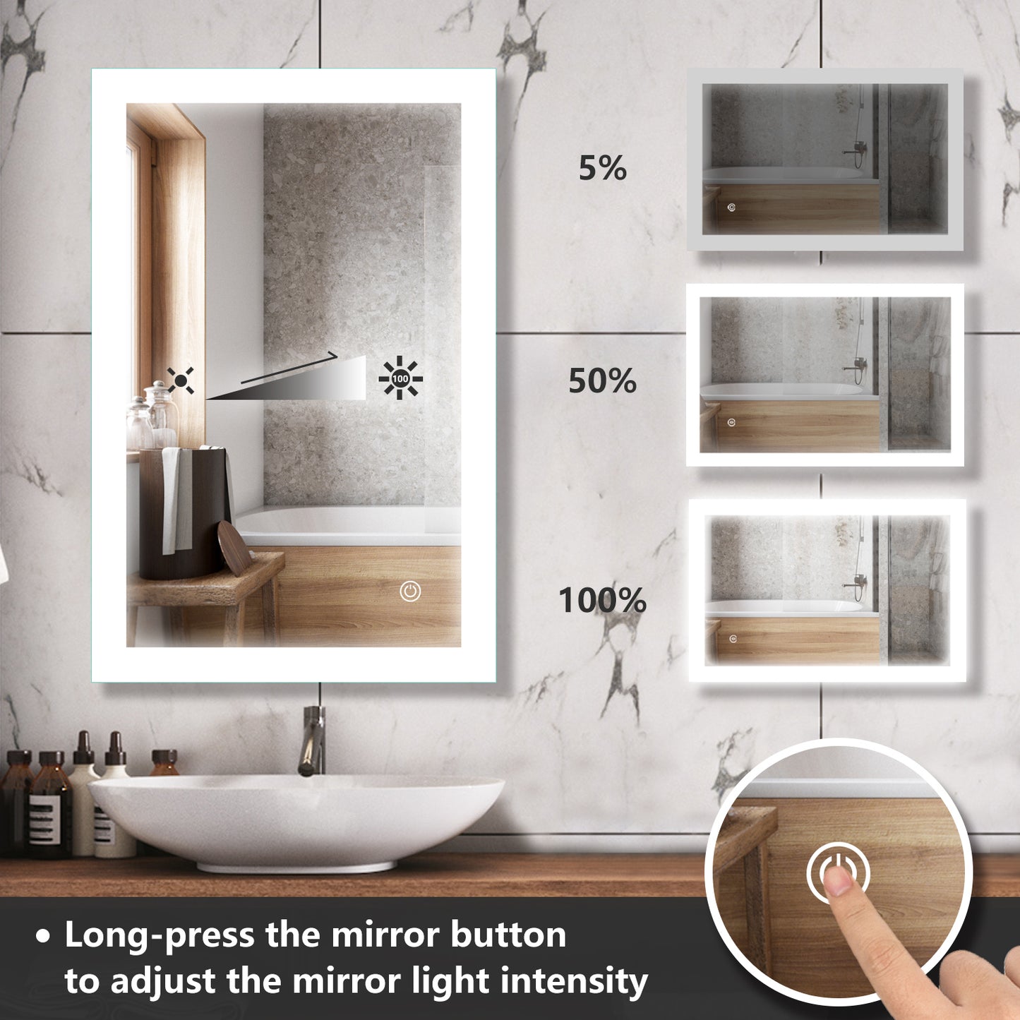 Envy28"X36"O-Square Wall Mounted Backlit LED Mirror