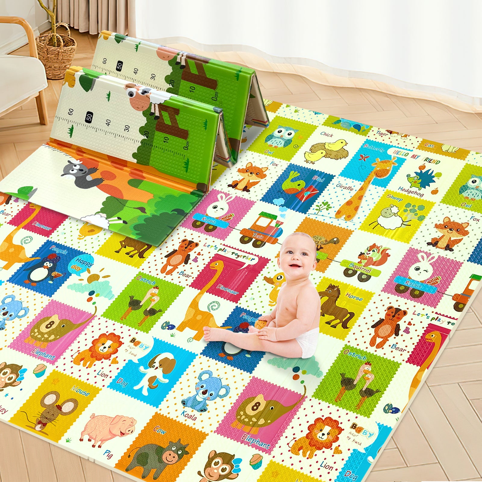 Baby Play Mat: Foldable, Padded Floor Mat for Crawling, Playing, and Toddler Playroom | Baby Care Foam Mat | Extra-Large Floor Mats for Kids 